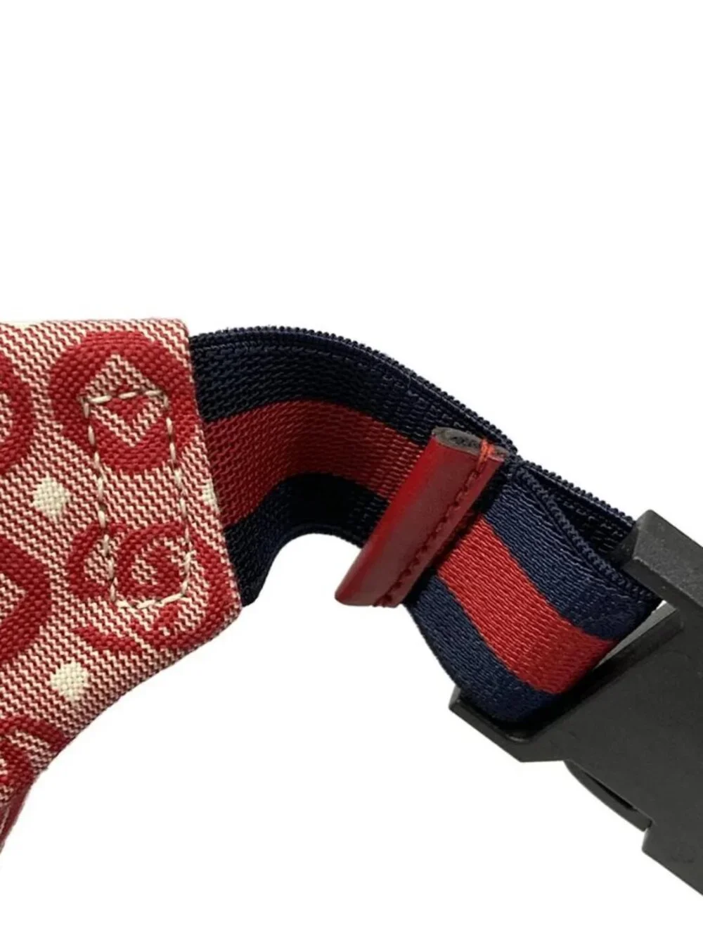 GUCCI Interlocking G Children's Belt Bag 502095 Red Cream Navy Jacquard Leather
